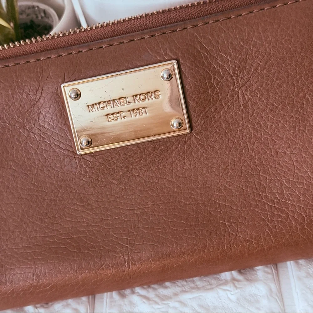 Michael Kors Tan Leather Clutch